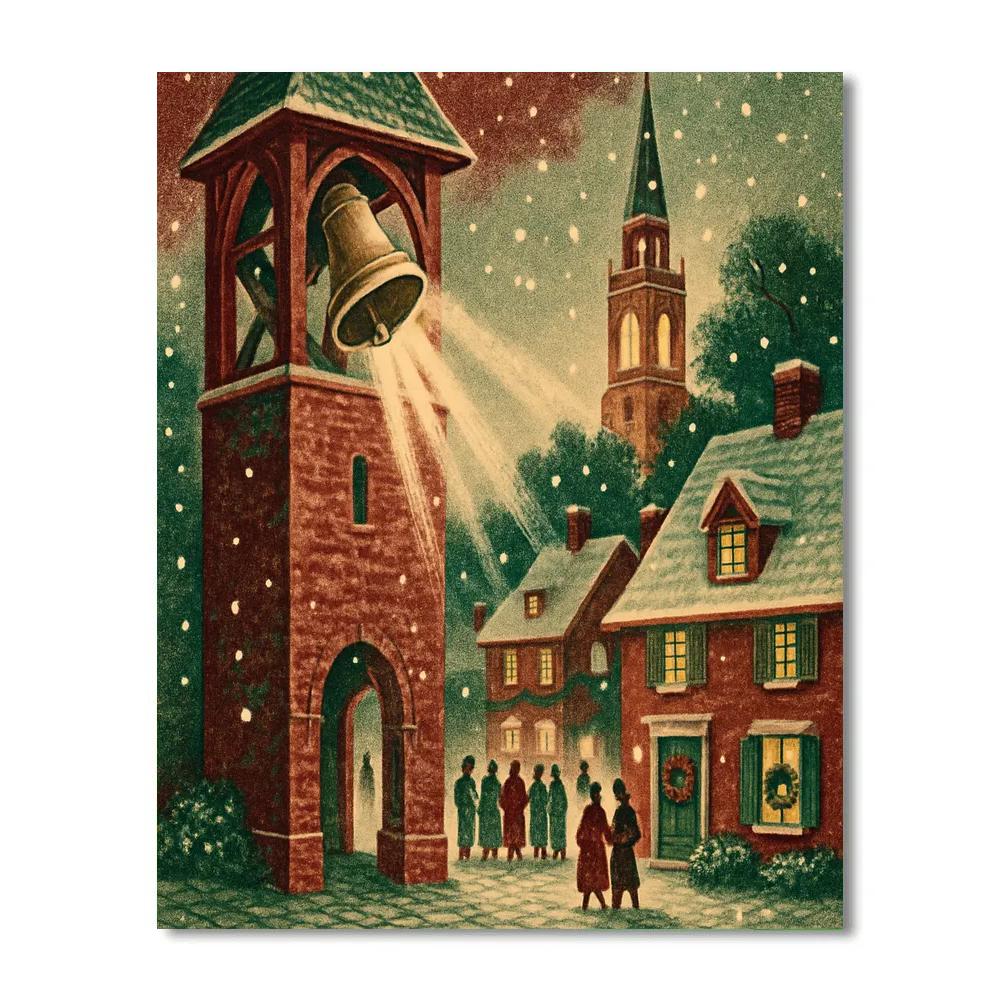 Bell Tower Snowfall Choir paint by numbers