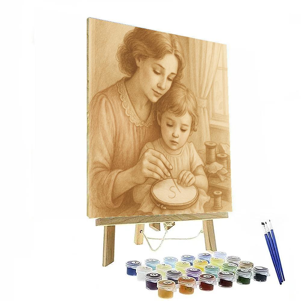 Mother And Child Sewing Memories Paint by numbers art