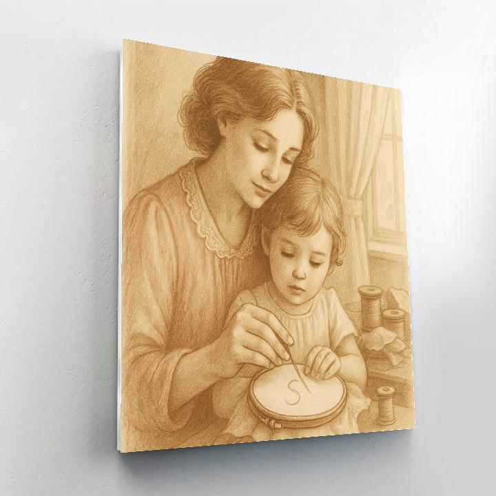 Mother And Child Sewing Memories Paint by numbers art