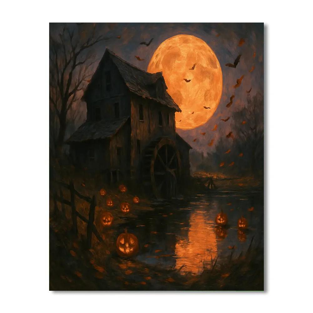 Harvest Moon Over Old Mill Paint by numbers kits