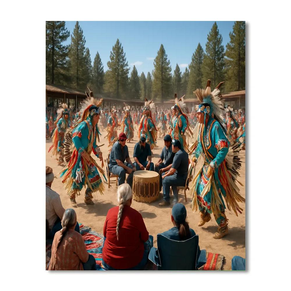 Native American Pow Wow Dance Circle paint by numbers