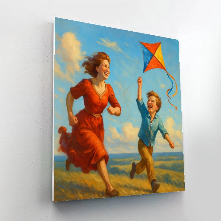 Mother And Child Sunset Kite Flying DIY paint by numbers