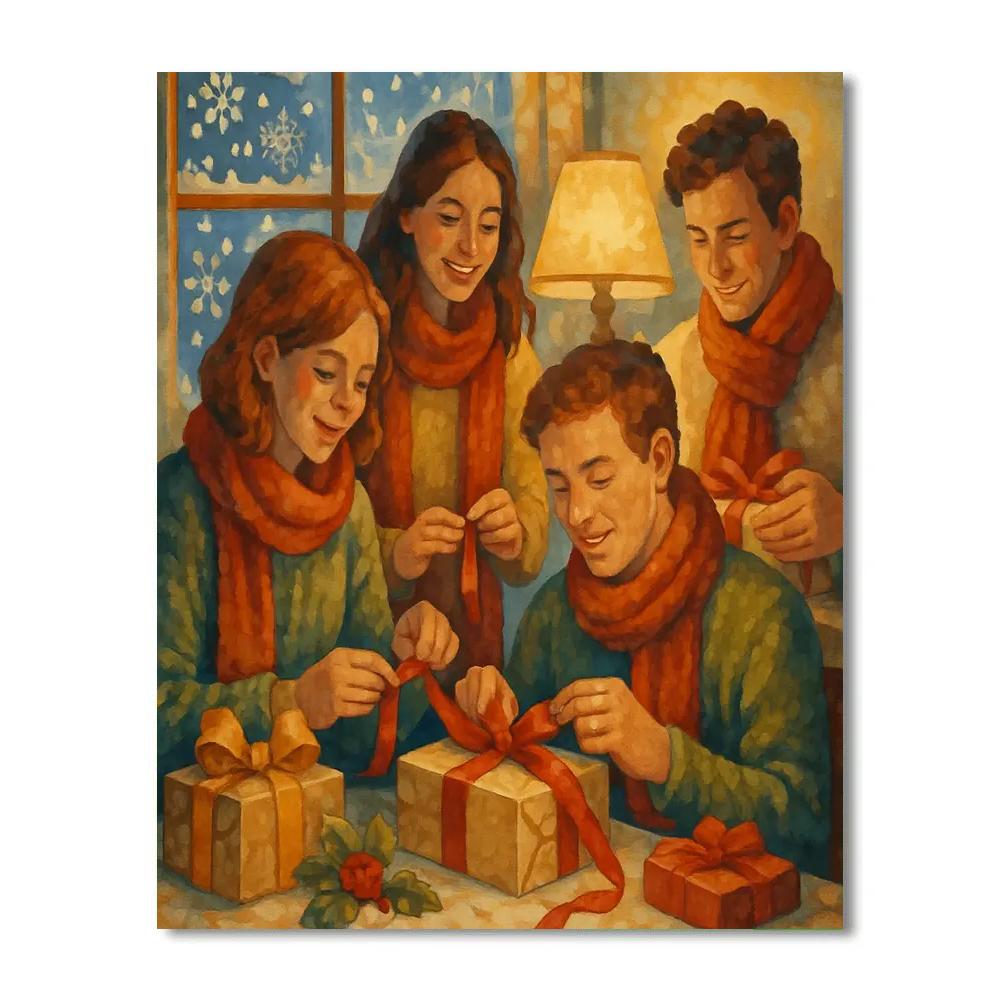 Ribbons And Snowflakes DIY paint by numbers
