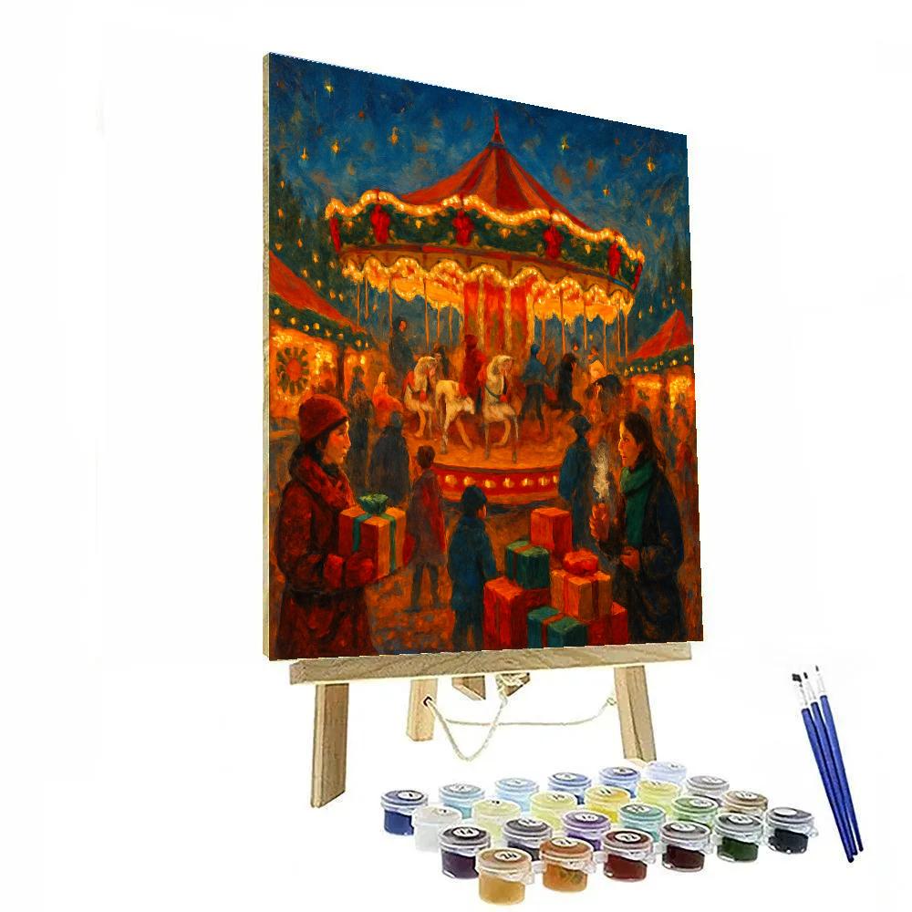 Holiday Market Carousel Of Lights painting number kit