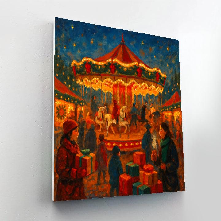 Holiday Market Carousel Of Lights painting number kit