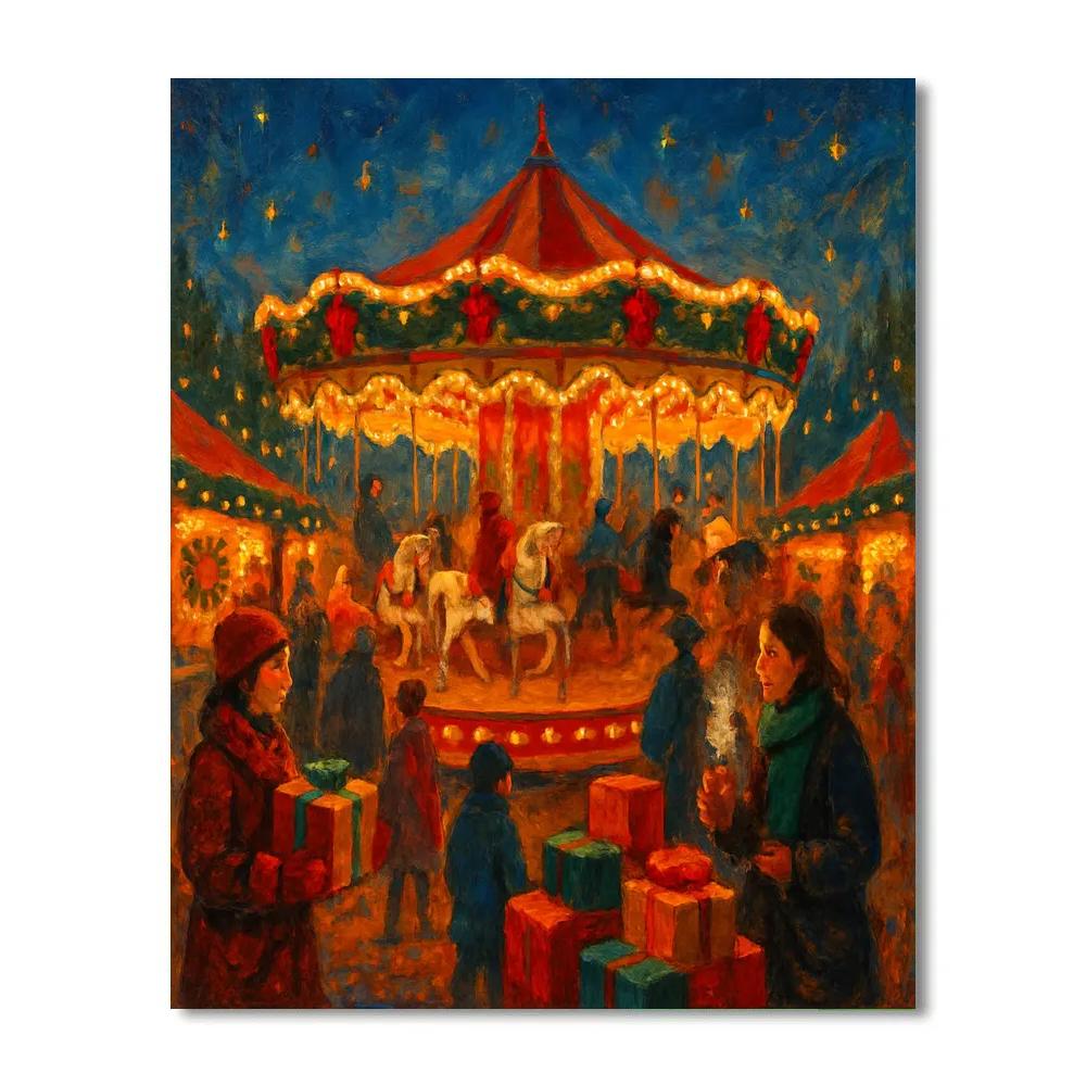 Holiday Market Carousel Of Lights painting number kit