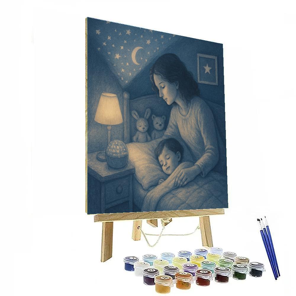 Mother And Child Bedtime Story Moonlight painting number kit
