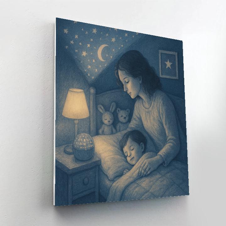 Mother And Child Bedtime Story Moonlight painting number kit