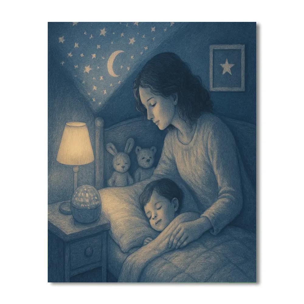 Mother And Child Bedtime Story Moonlight painting number kit