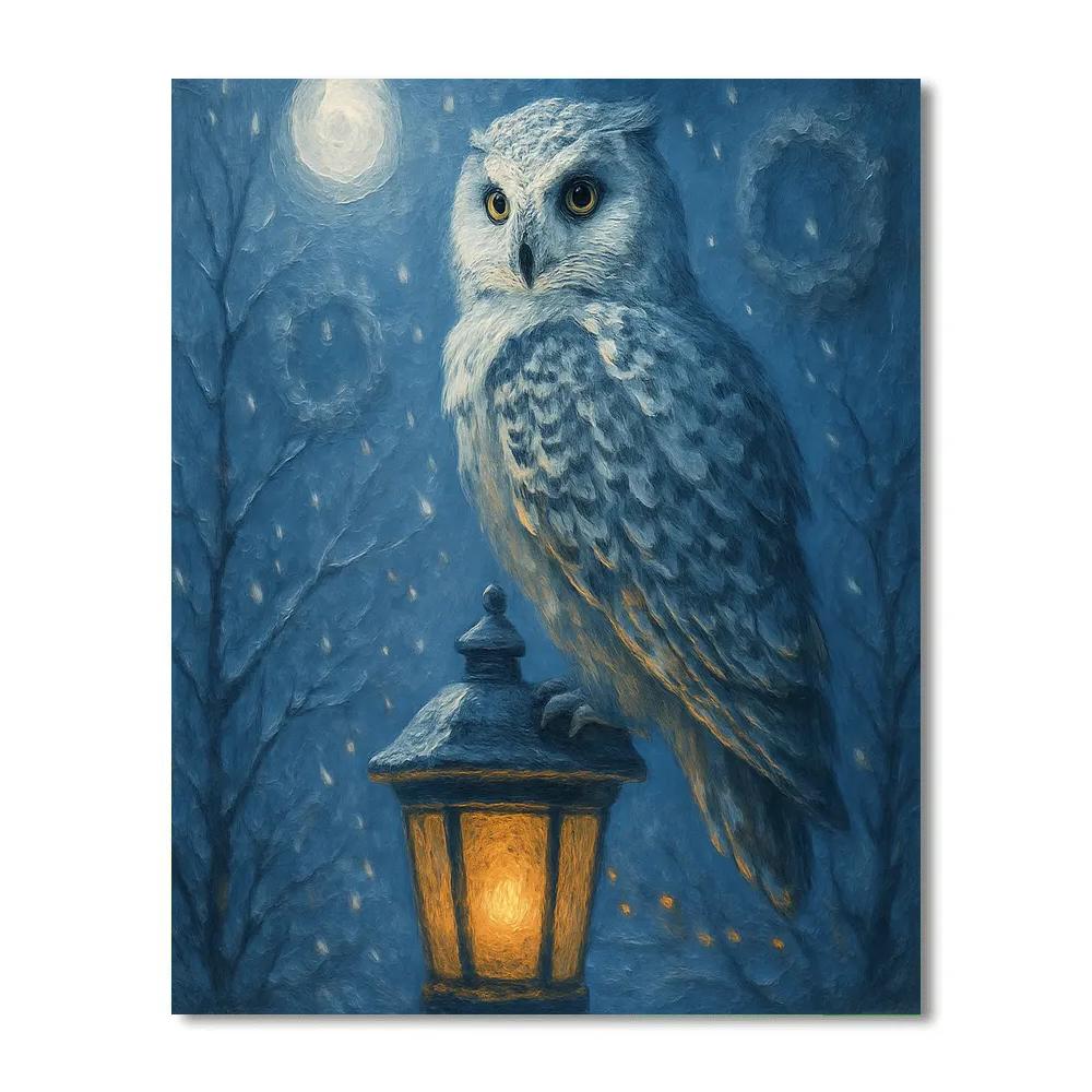 Snow Owl Lantern Guard Number painting