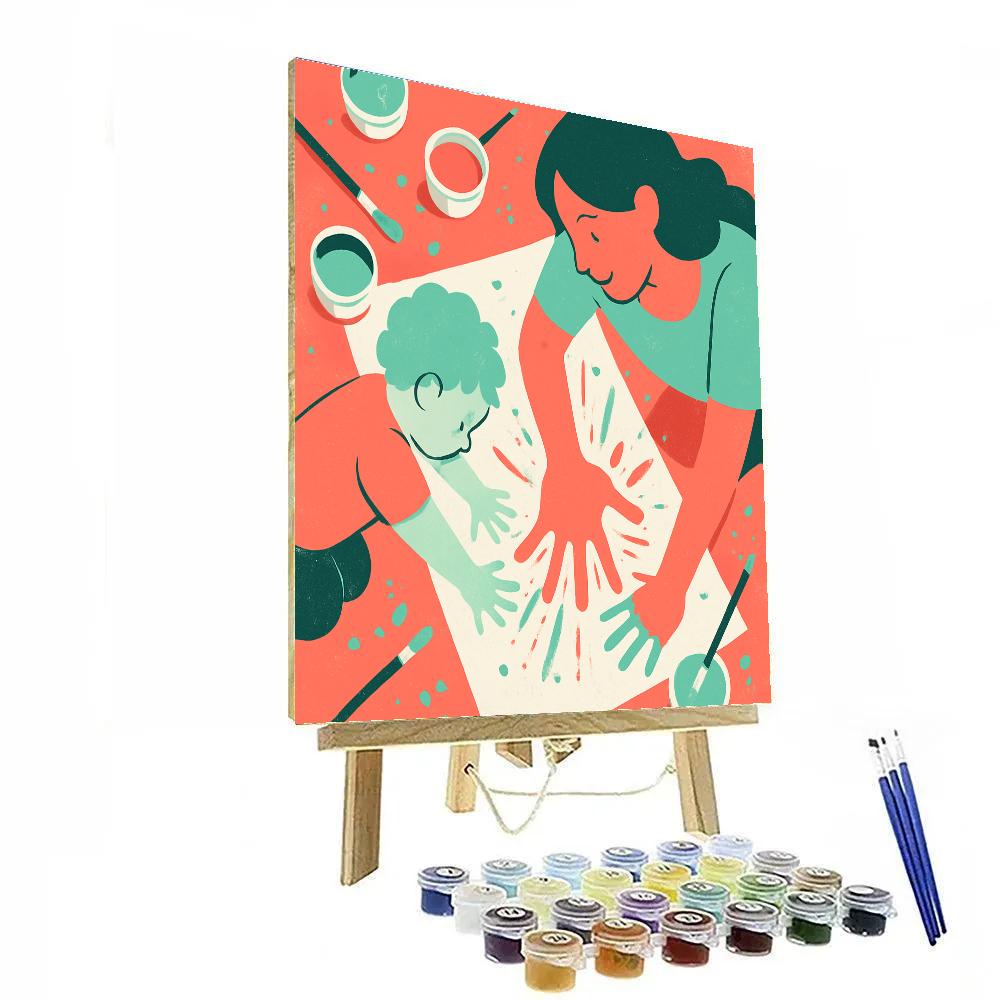 Mother And Child Handprint Art Painting by numbers kit