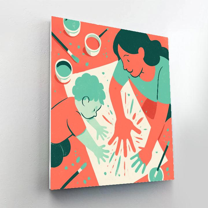 Mother And Child Handprint Art Painting by numbers kit