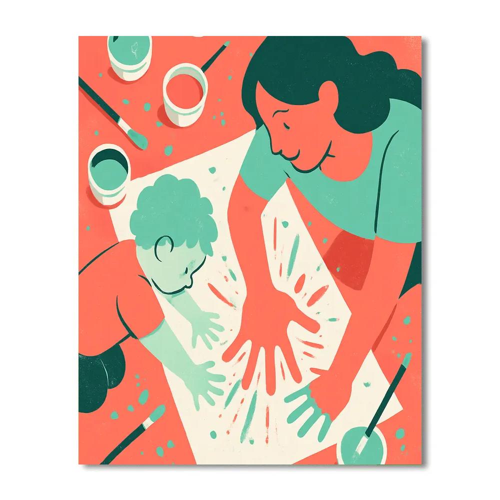 Mother And Child Handprint Art Painting by numbers kit