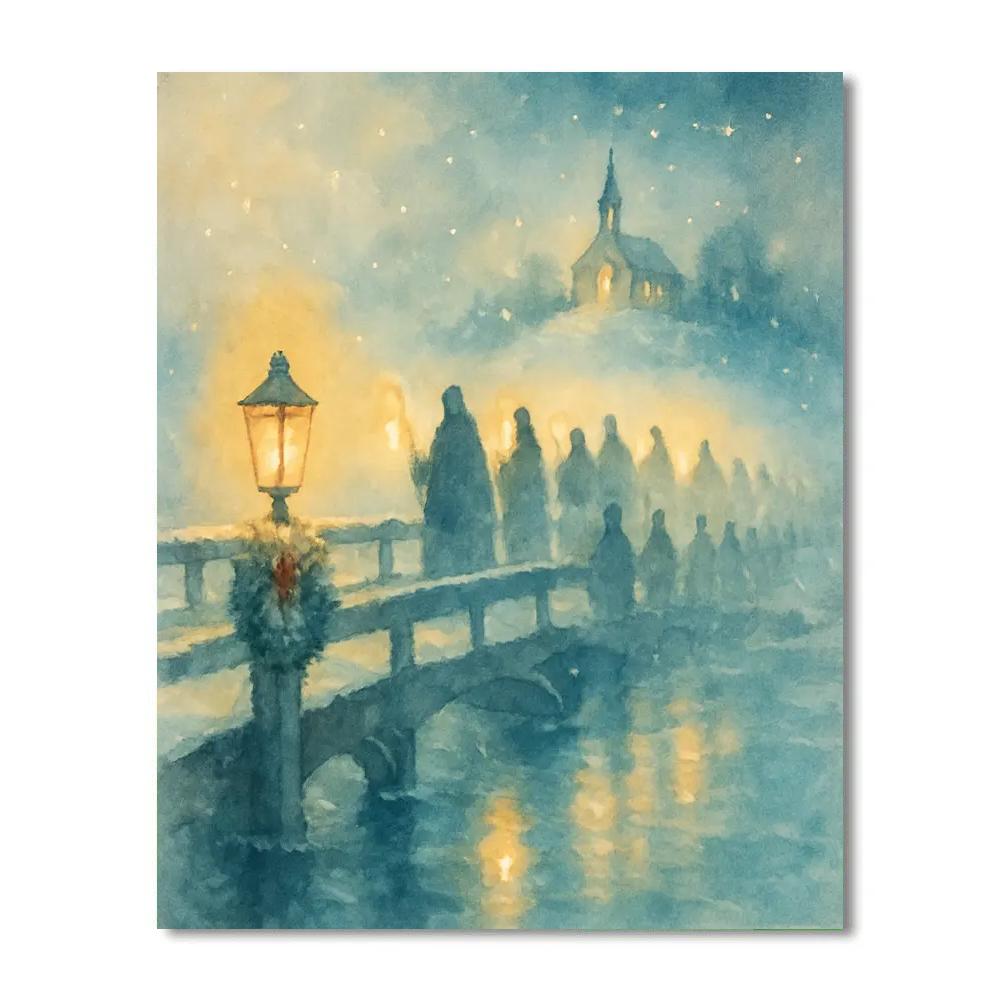 Frozen Lantern Bridge Procession paint by numbers