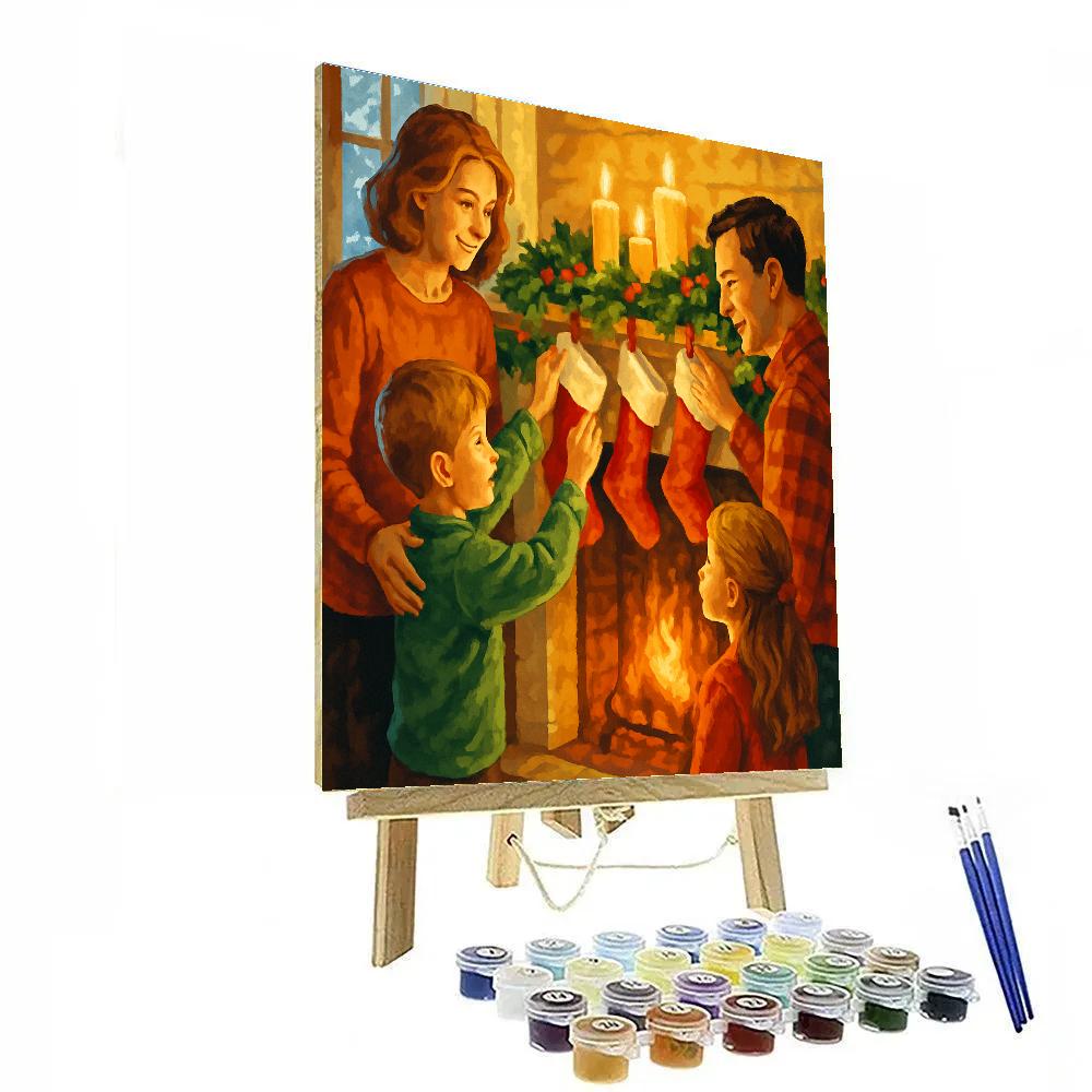 Snow-Dusted Stocking Scene painting number kit