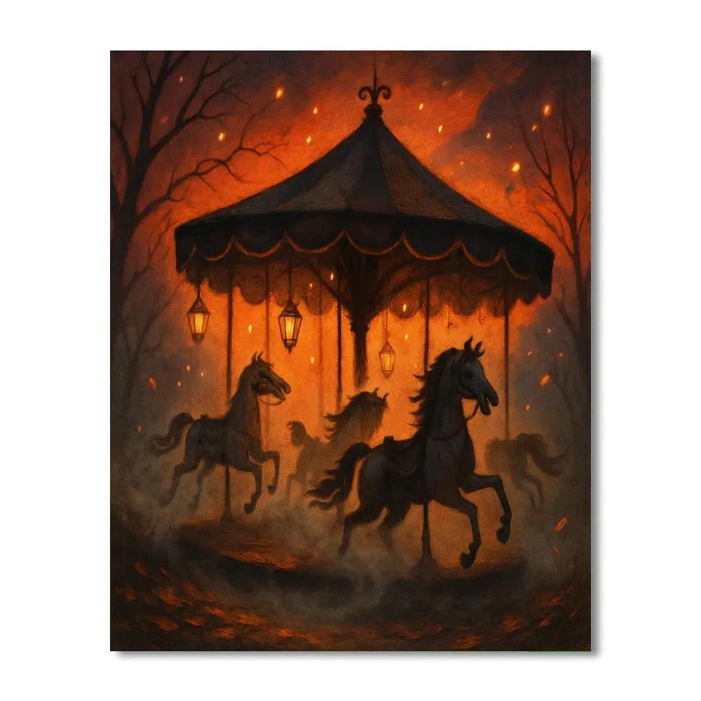 Lanterned Hollow Carousel Numbered painting kits