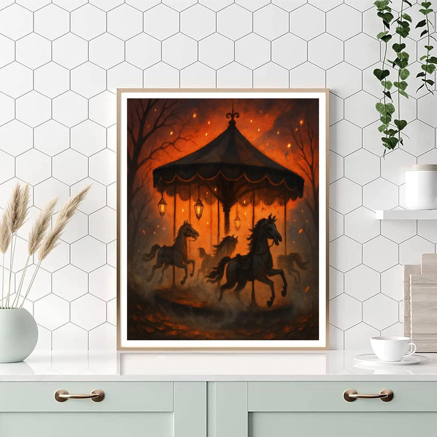 Lanterned Hollow Carousel Numbered painting kits