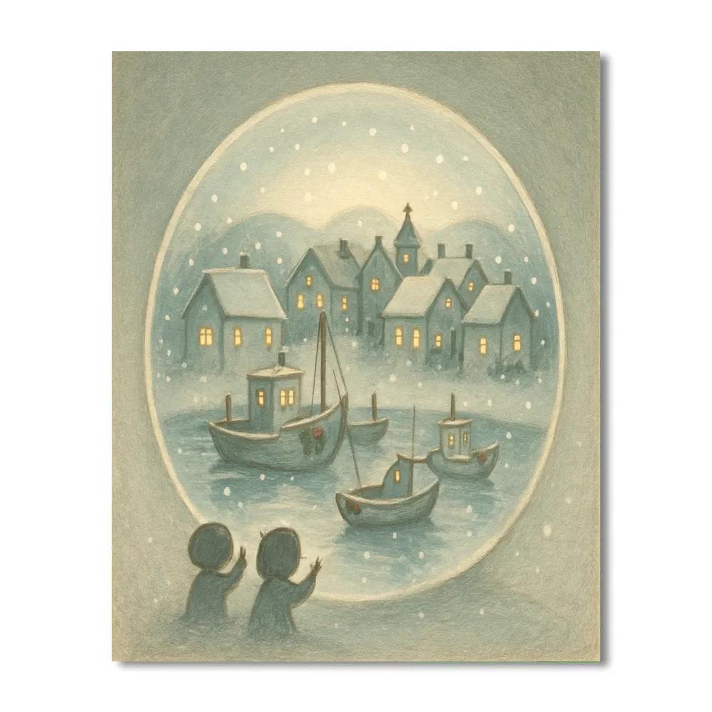 Snow Globe Harbor Of Wishes Numbered painting kits