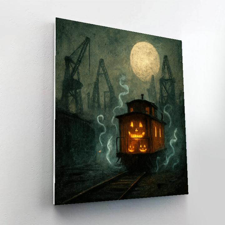 Foggy Trainyard At Witching Light Paint by numbers art