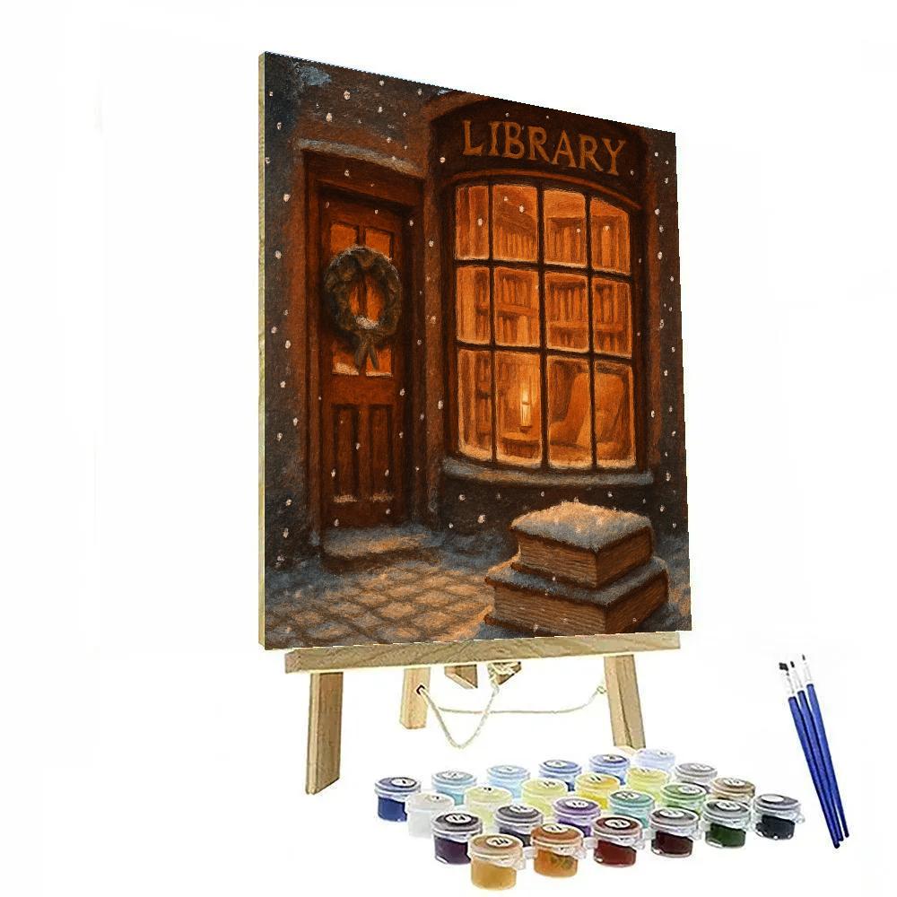 Snowbound Library Window Glow Paint by numbers kits