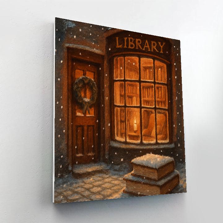 Snowbound Library Window Glow Paint by numbers kits