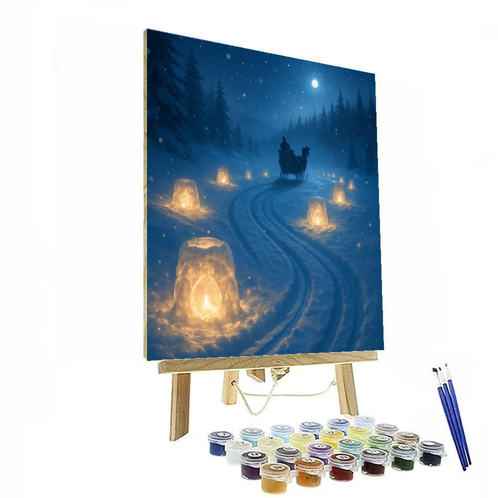 Snow Lanterns Guiding The Sleigh paint by color