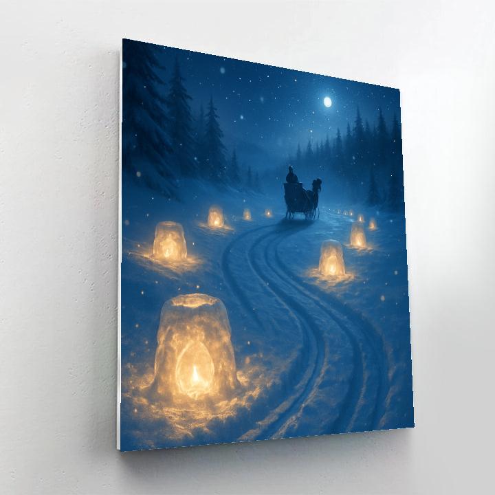Snow Lanterns Guiding The Sleigh paint by color
