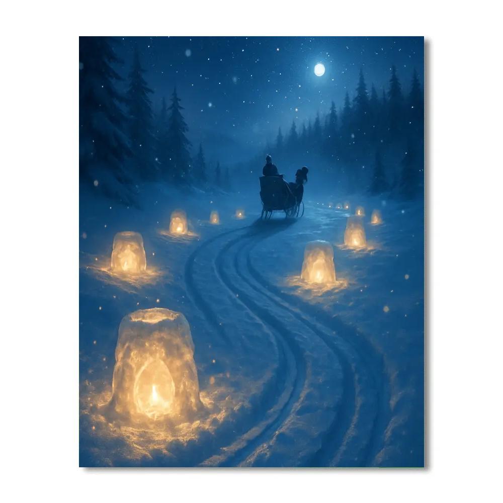 Snow Lanterns Guiding The Sleigh paint by color