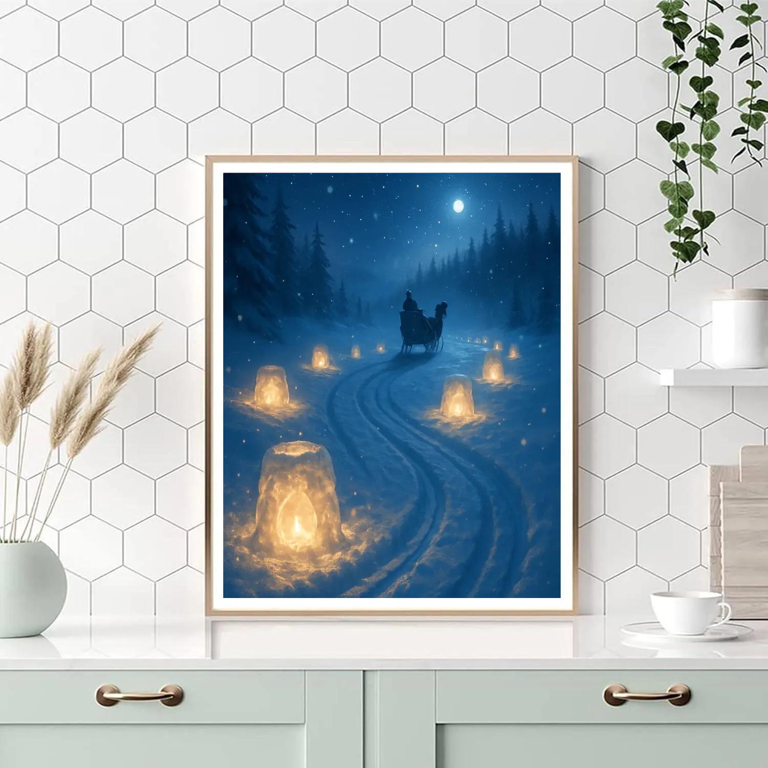 Snow Lanterns Guiding The Sleigh paint by color
