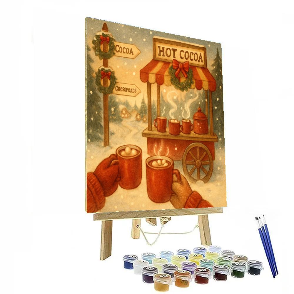 Cocoa Cart At Frosty Crossroads painting number kit