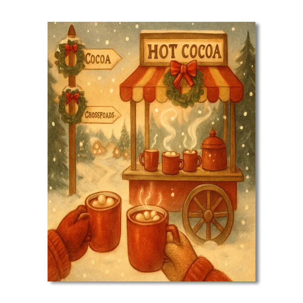 Cocoa Cart At Frosty Crossroads painting number kit