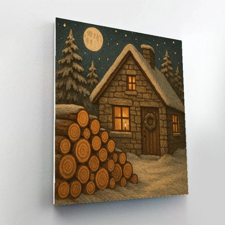 Firewood Stacks And Starlit Masonry Paint by numbers art