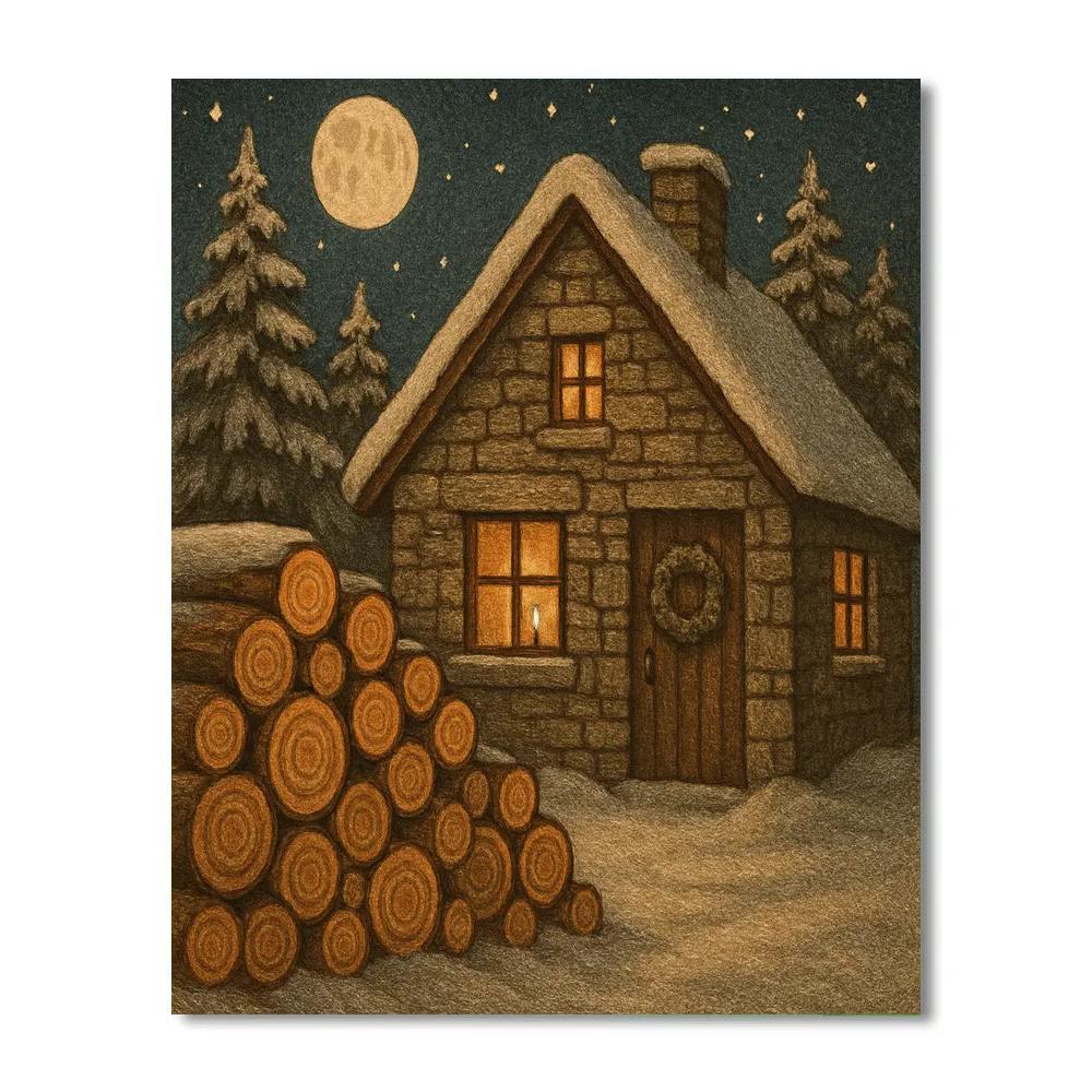 Firewood Stacks And Starlit Masonry Paint by numbers art