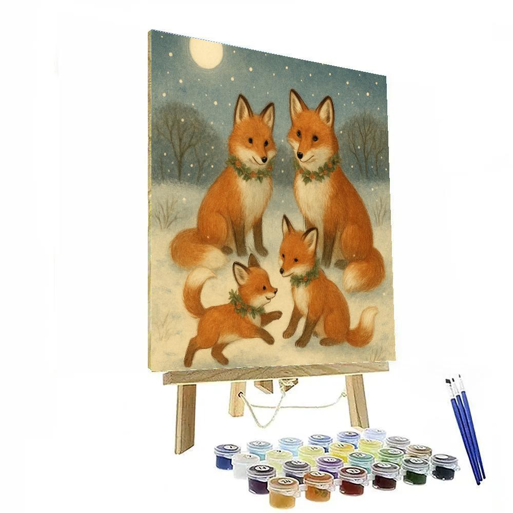 Noel Foxes By Moonlit Field paint by number