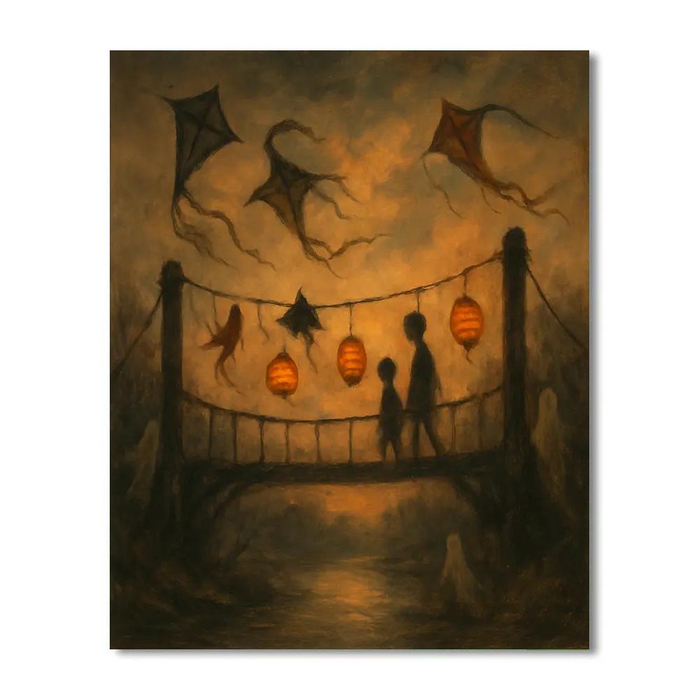Lantern Bridge Of Lost Kites painting number kit
