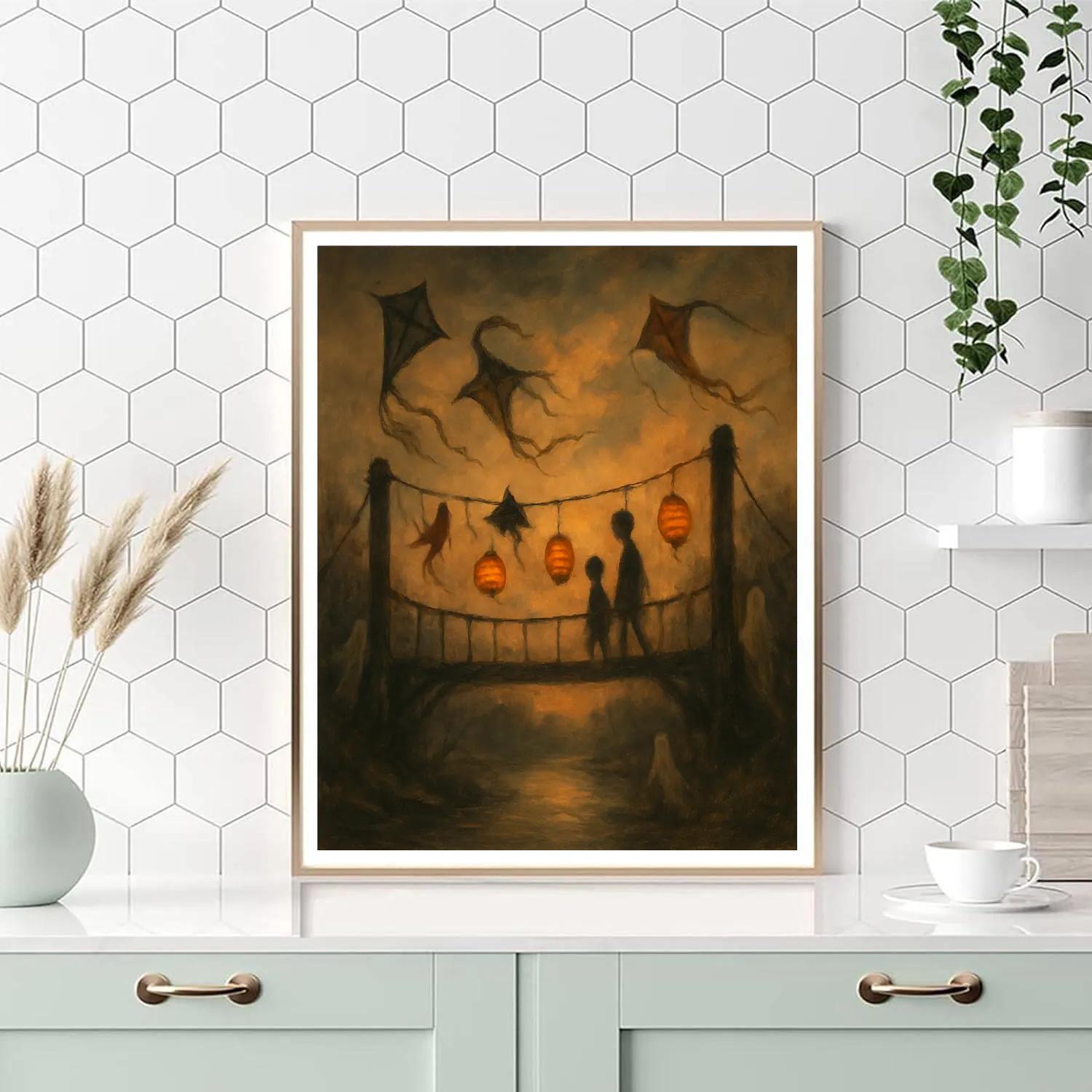 Lantern Bridge Of Lost Kites painting number kit