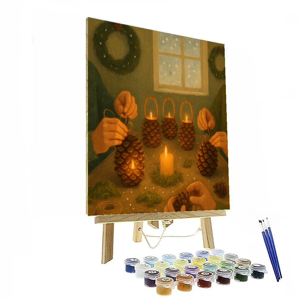 Pinecone Lantern Workshop DIY paint by numbers