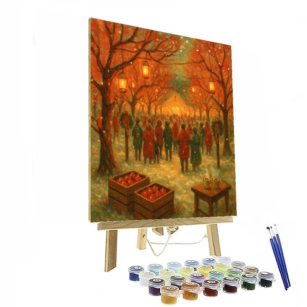 Holiday Orchard Lantern Gather Painting by numbers kit