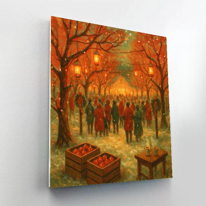 Holiday Orchard Lantern Gather Painting by numbers kit