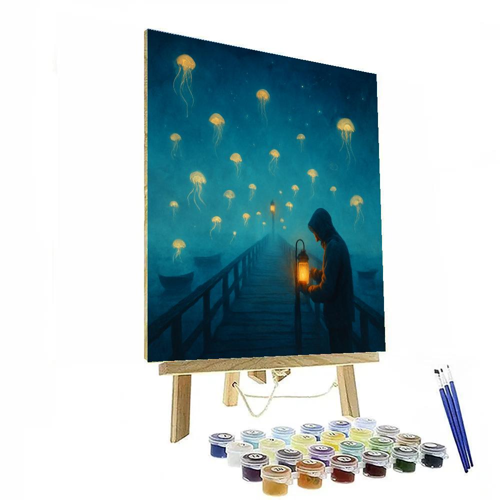 Azure Fog At Hollow Pier paint by color