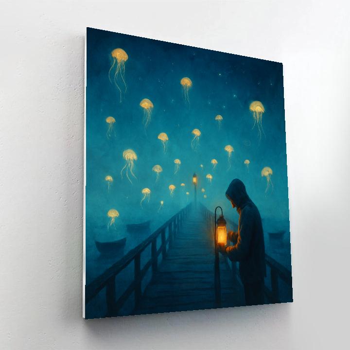 Azure Fog At Hollow Pier paint by color