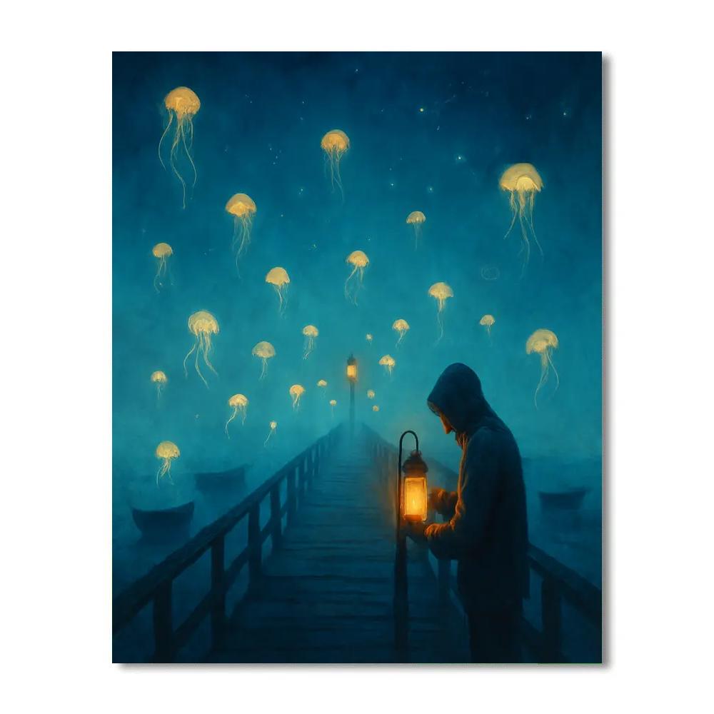 Azure Fog At Hollow Pier paint by color