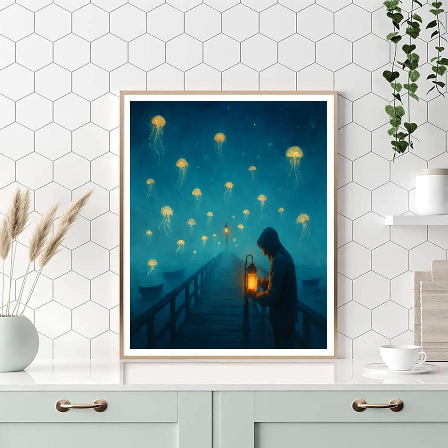 Azure Fog At Hollow Pier paint by color