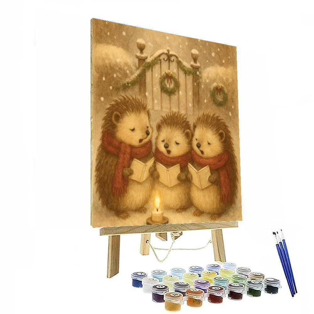 Hedgehog Carolers By Frosted Gate paint by number