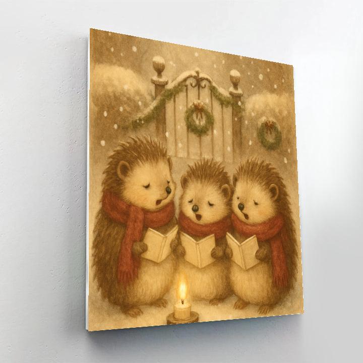 Hedgehog Carolers By Frosted Gate paint by number