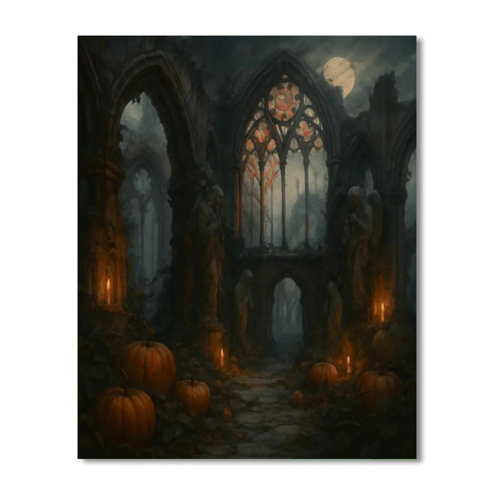 Pumpkin Cathedral Courtyard painting number kit