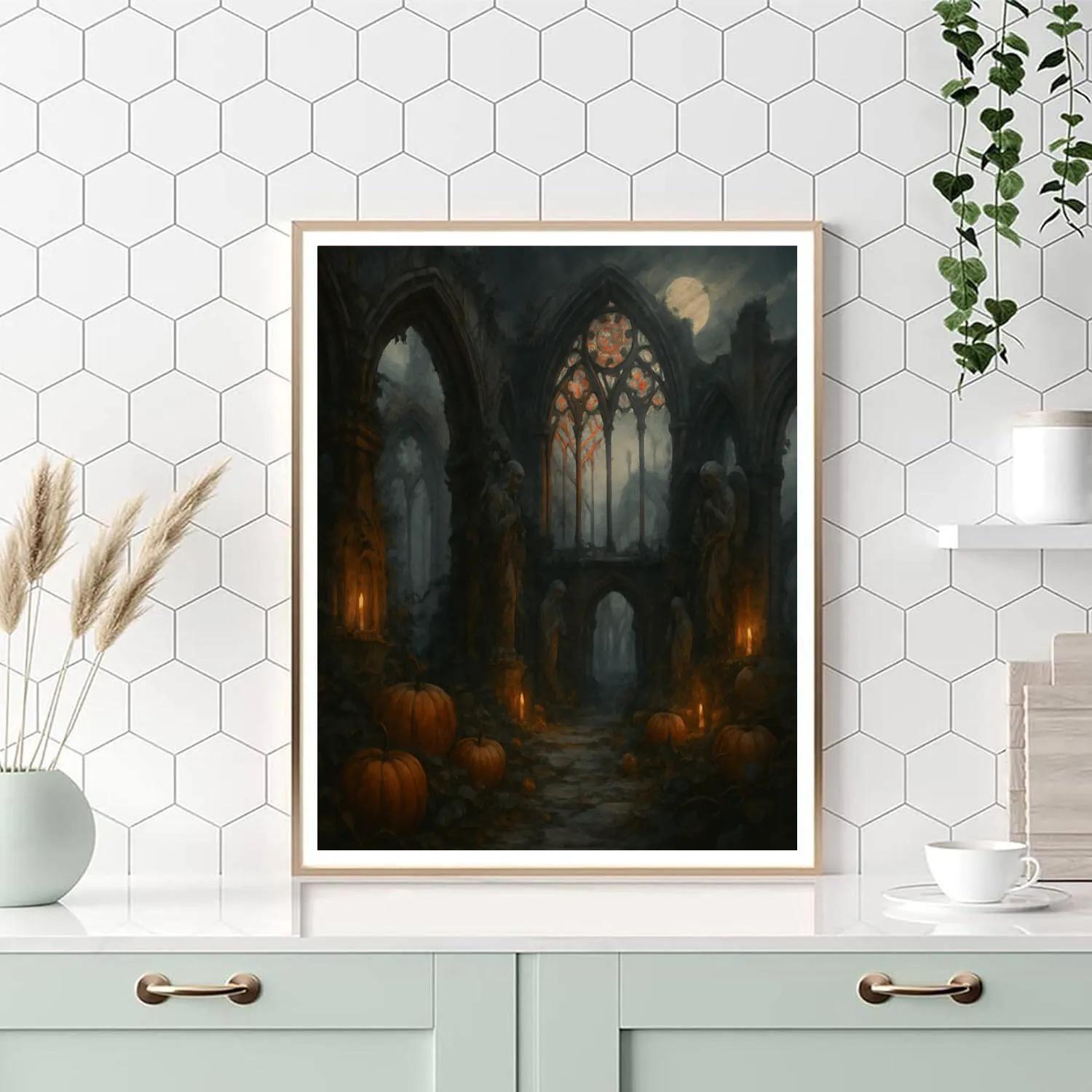 Pumpkin Cathedral Courtyard painting number kit