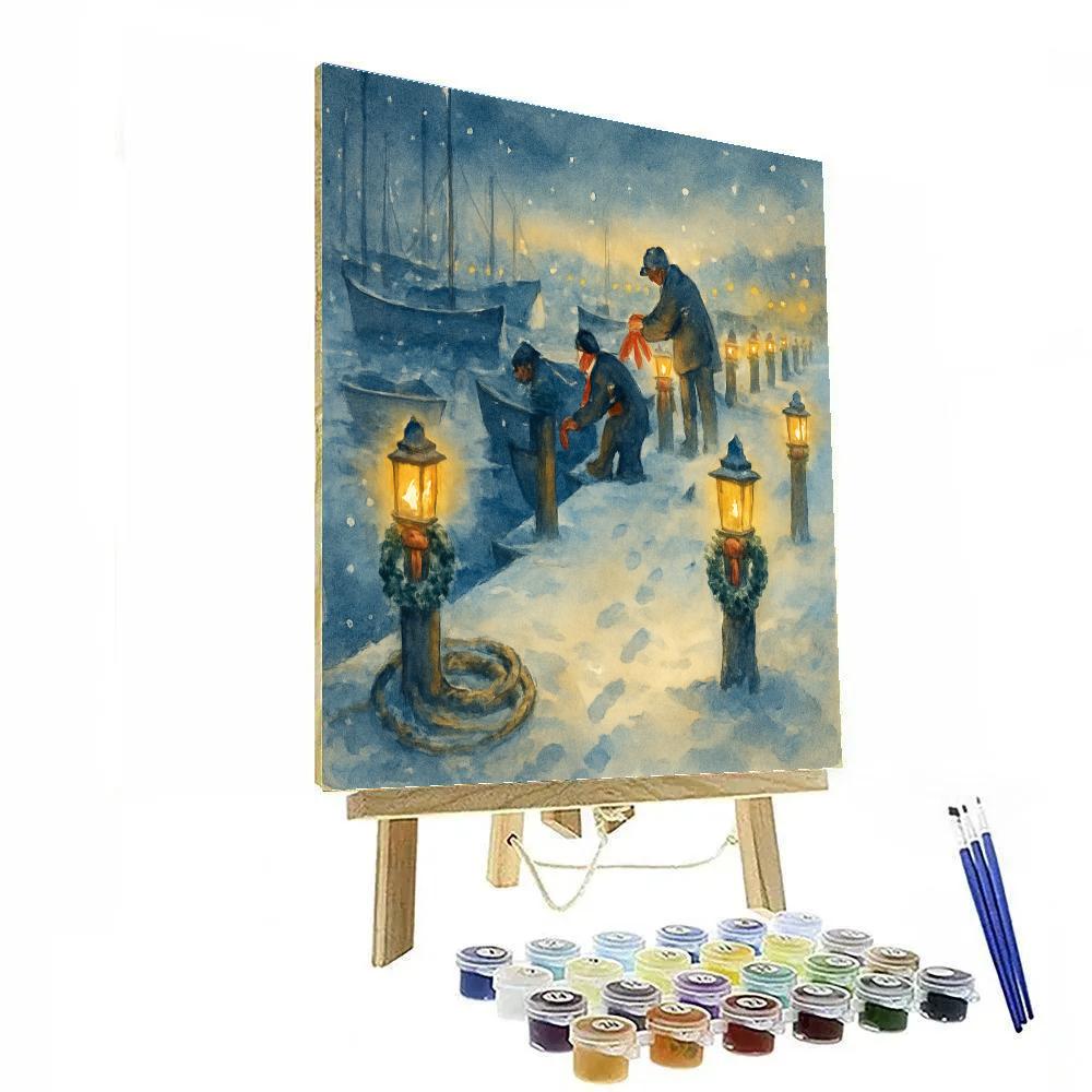 Little Lanterns Along Frosty Docks Paint by numbers kits