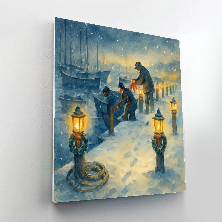 Little Lanterns Along Frosty Docks Paint by numbers kits