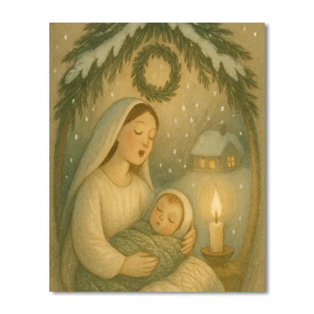 Snowbound Lullaby Under Pine Dome DIY paint by numbers